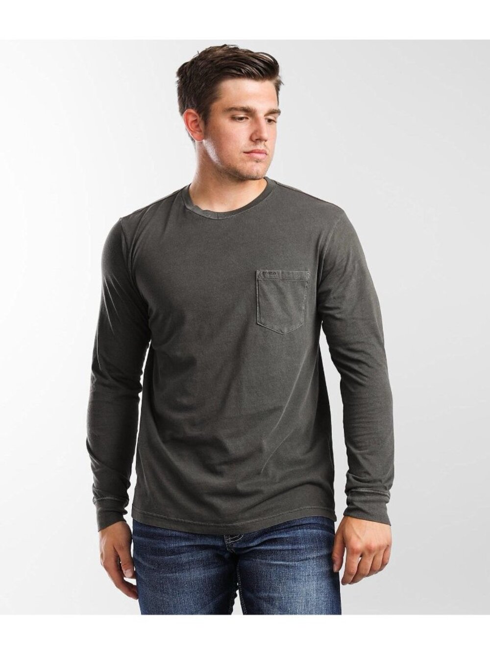 $38 RVCA Men’s Pigment T-Shirt Long Sleeves Slim Fit In Dark Grey Size XL